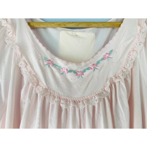 Vintage NWT Shadowline Nightgown Size S with Embroidered Detail, Light Pink - Picture 4 of 10